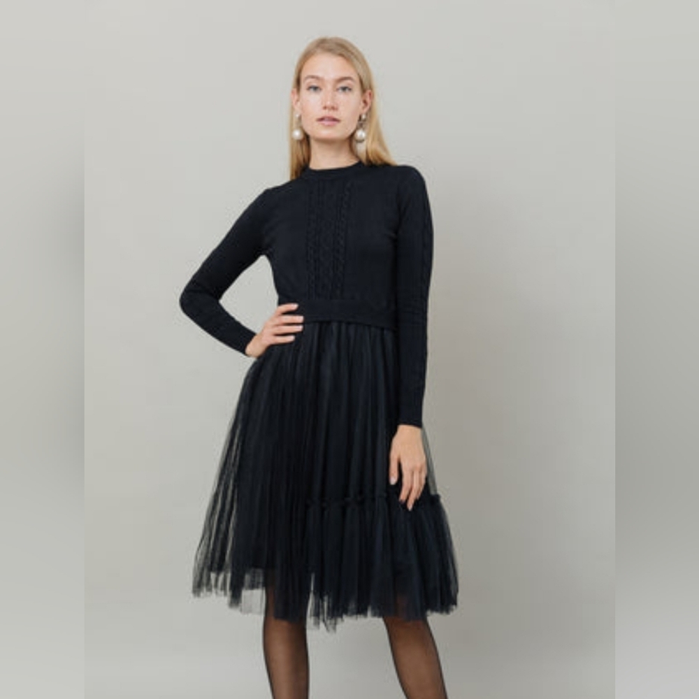 Apparalel knit and tulle midi dress